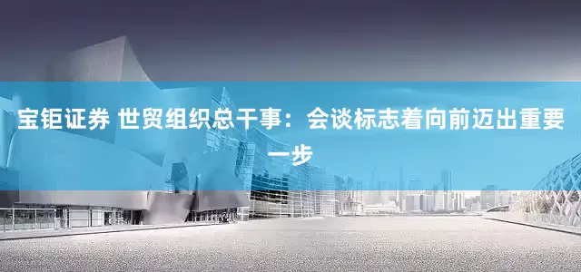 宝钜证券 世贸组织总干事：会谈标志着向前迈出重要一步
