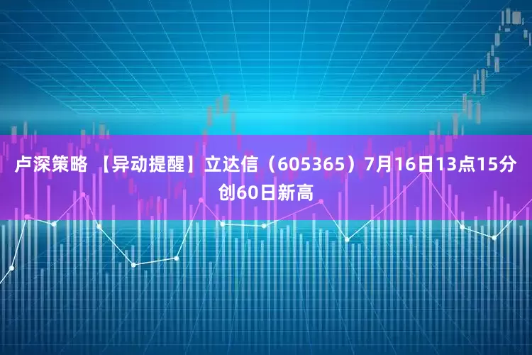 卢深策略 【异动提醒】立达信（605365）7月16日13点15分创60日新高